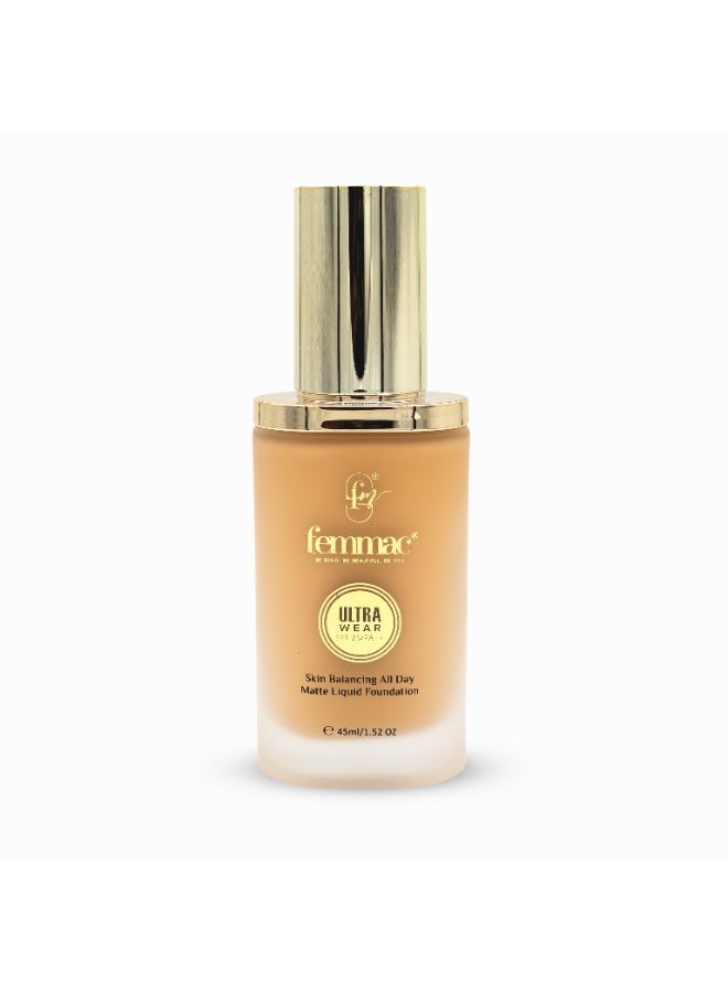FEMMAC Ultra Wear Matte Liquid Foundation – Long Lasting Full Coverage, Oil Control, Smooth Finish, Hydrating Formula with UV Filters & Jojoba Oil - Image 1